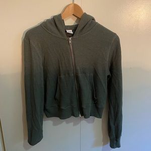 Forest green TNA Waffle Zip-up Hoodie, size M